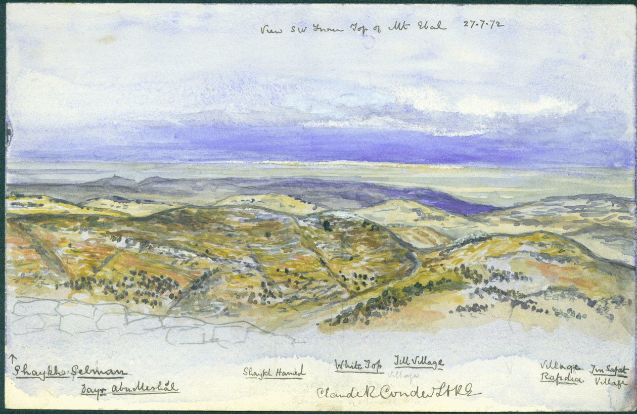 Blick von Südwesten vom Gipfel des Berges Ebal, 1872 von Claude Conder