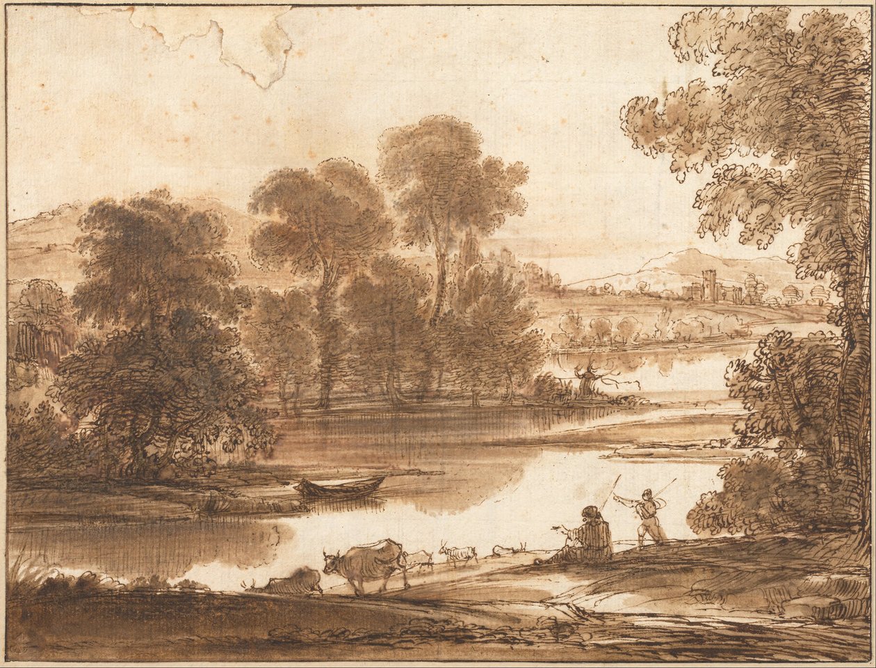 Auenlandschaft mit Tränke von Claude Lorrain