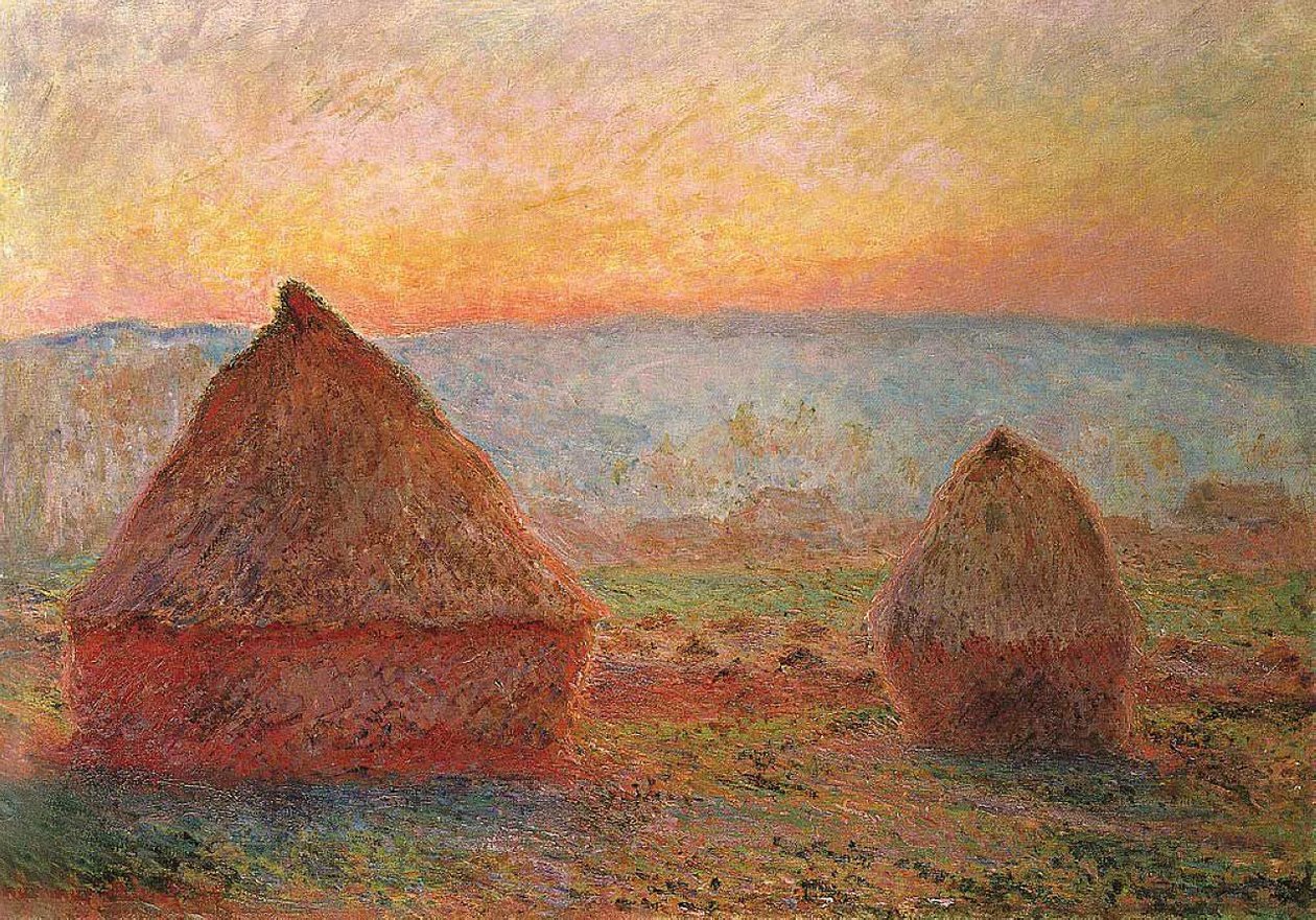 Die Heuhaufen in Giverny, Sonnenuntergang von Claude Monet