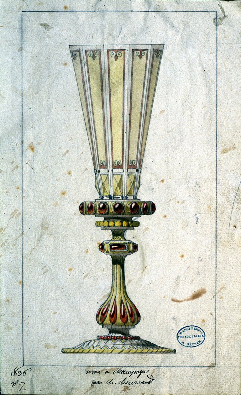 Dekoration für Champagnerflöten, Aquarellzeichnung, Claude-Aymé Chenavard von Claude Amie Chenavard