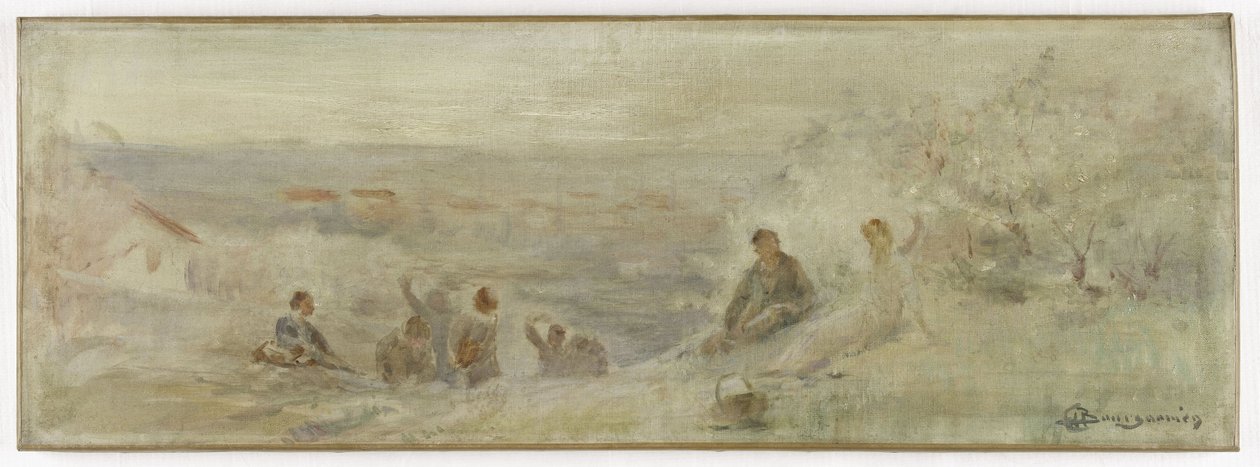 Skizze für das Rathaus von Montreuil-sous-Bois: Landschaft - Ruhe unter den Bäumen, 1892 von Claude Charles Bourgonnier