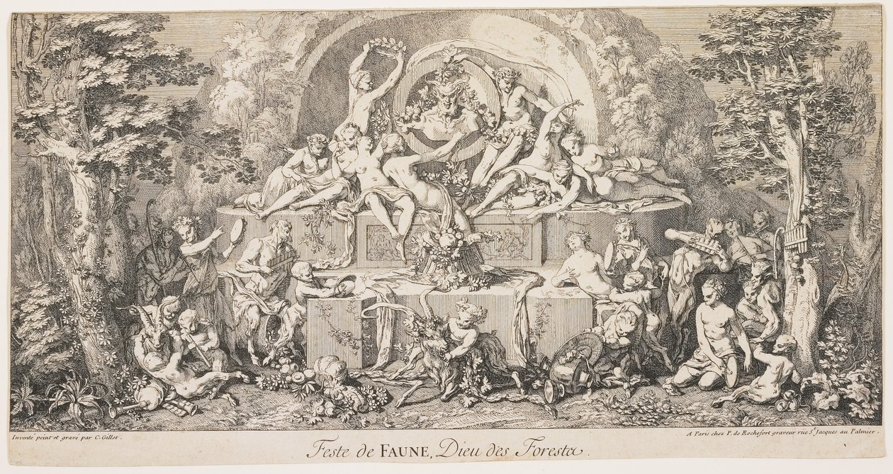 Fest des Faun, Gott der Wälder, ca. 1740 von Claude Gillot