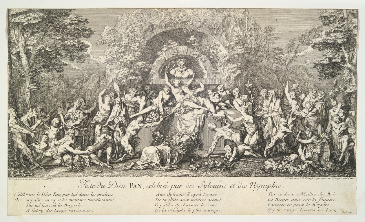 Fest des Gottes Pan, gefeiert von Sylvains und Nymphen von Claude Gillot