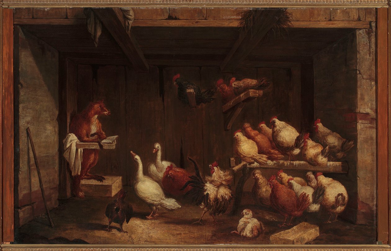 Predigt des Fuchses an die Vögel von Claude Gillot