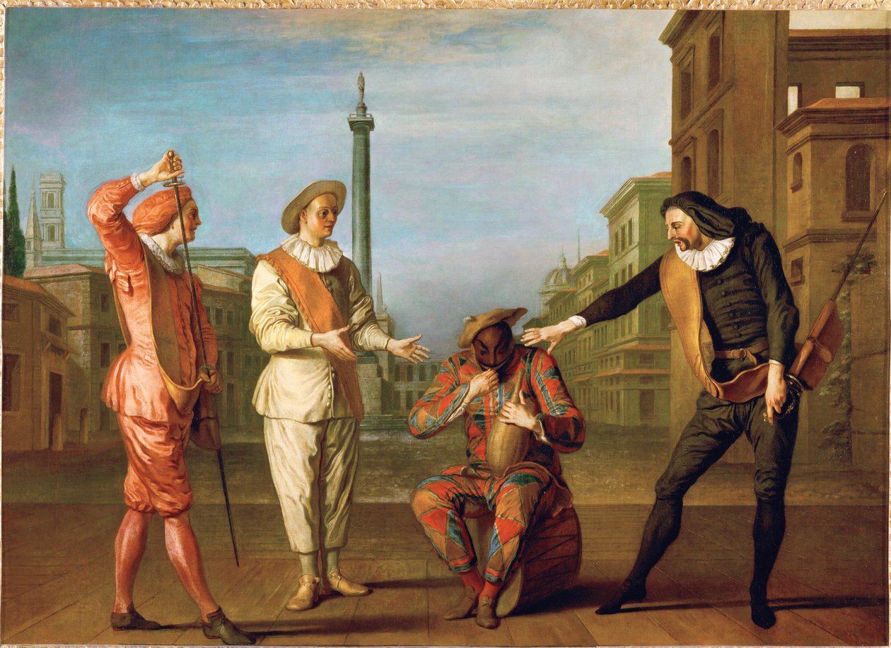 Szenen aus der Komödie "Das Grab des Meisters Andre" von Claude Gillot