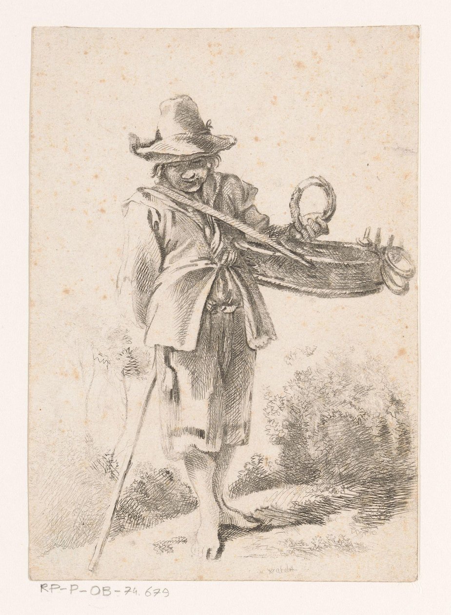 Junger Verkäufer von Backwaren in einer Landschaft von Claude Henri Watelet