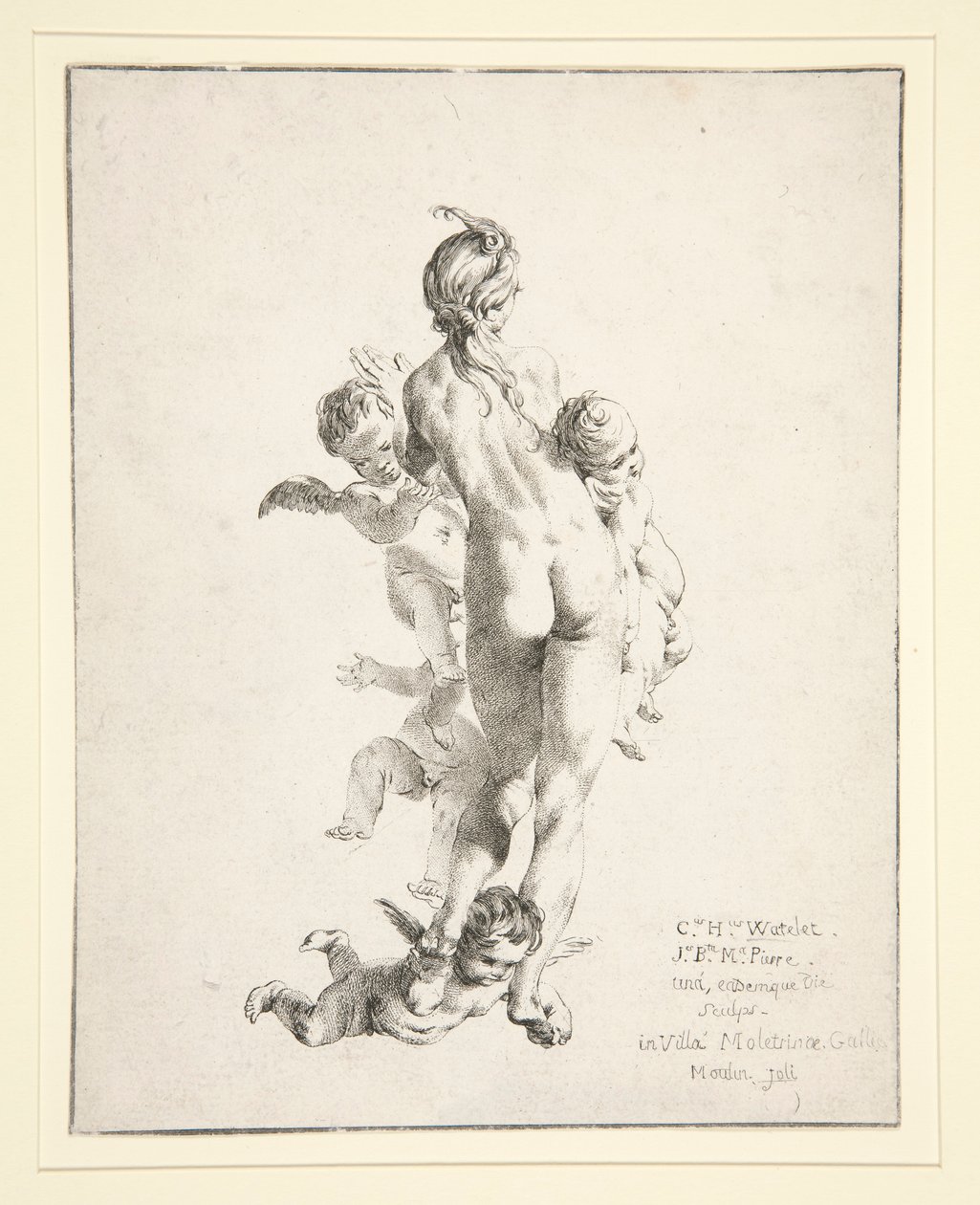 Ohne Titel (weiblicher Akt mit Putti) von Claude Henri Watelet