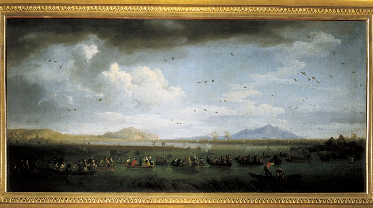 Charles de Bourbon jagt Enten am Patria-See, Gemälde von Joseph Vernet von Claude Joseph Vernet