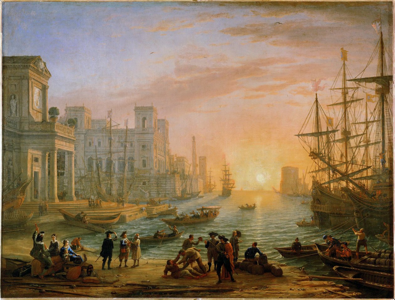 Meereshafen, Sonnenuntergang von Claude Lorrain (1600 82)