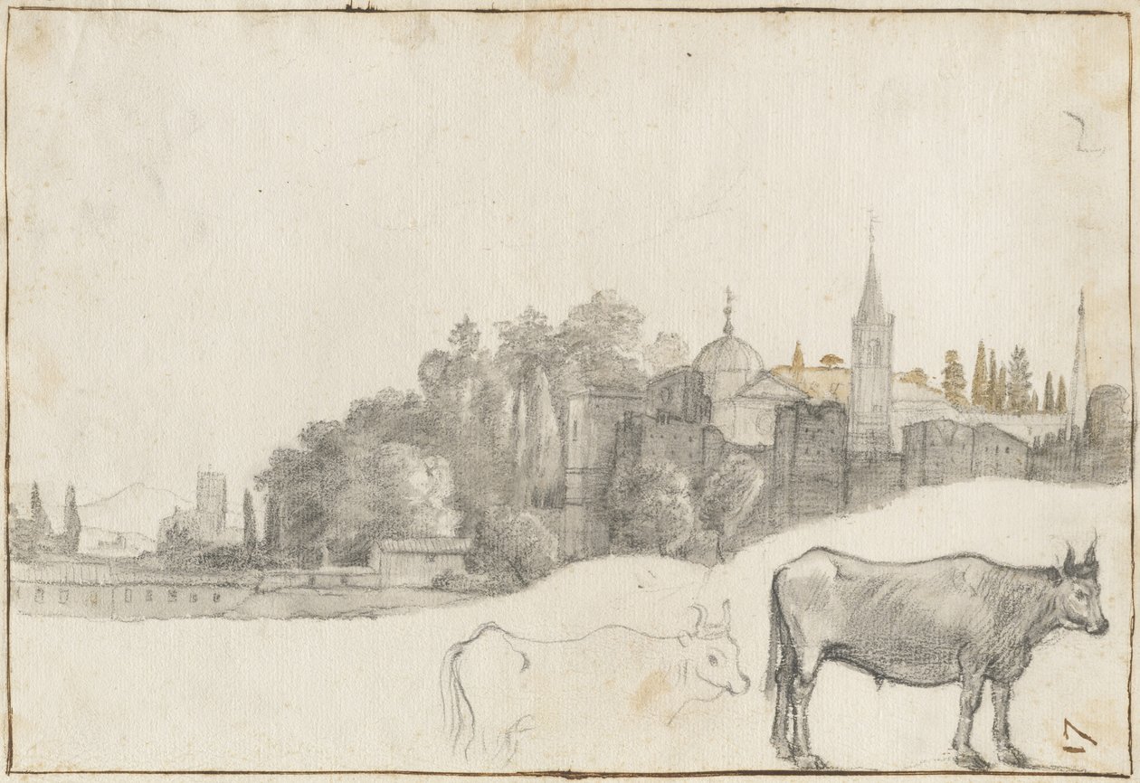 Ein Blick außerhalb der Piazza del Popolo in Rom, 1640-41 von Claude Lorrain