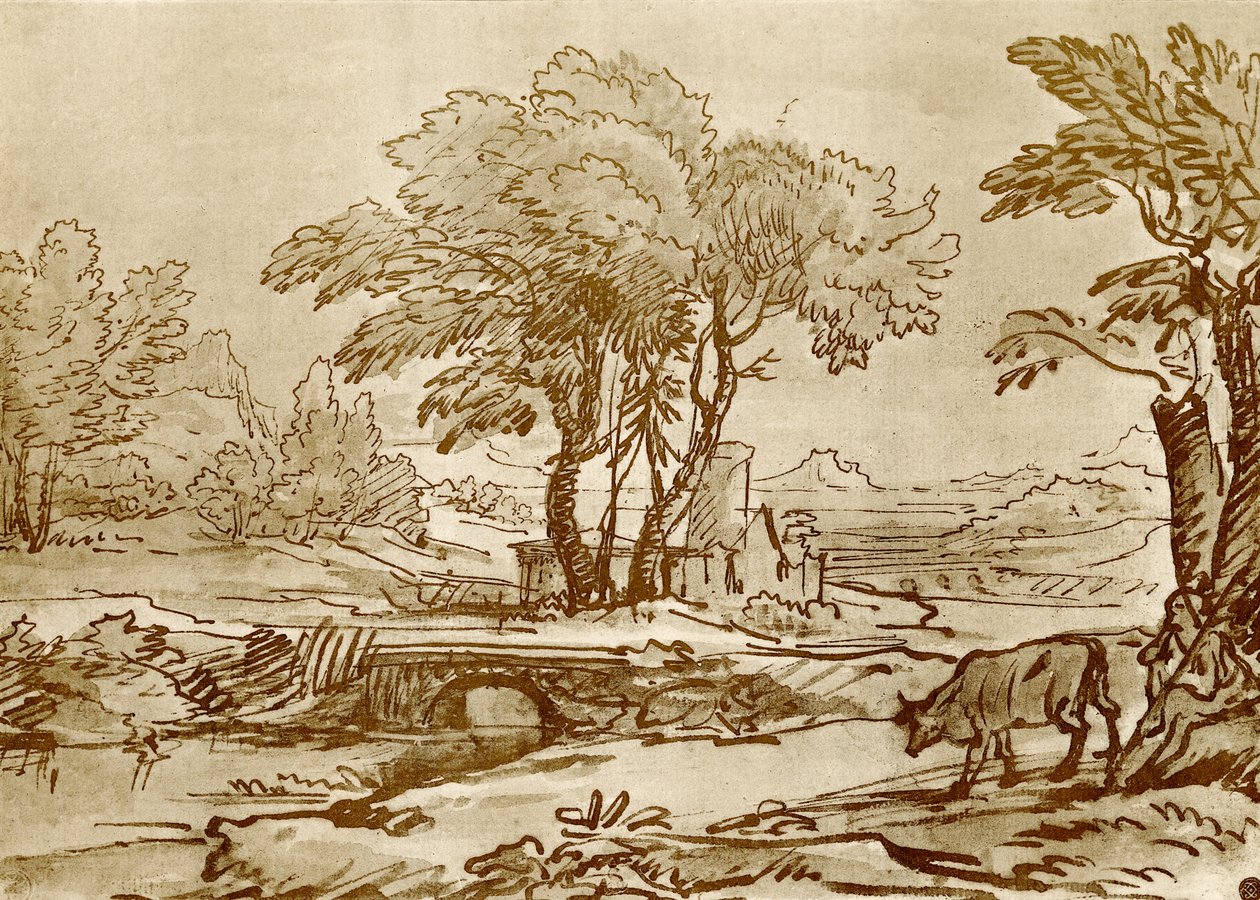 Landschaft mit Brücke von Claude Lorrain