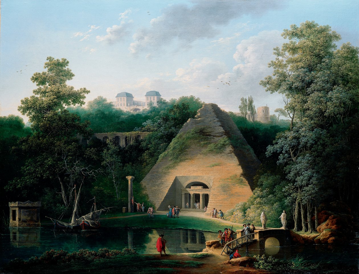 Die Pyramide am Schloss Maupertuis, ca. 1785 von Claude Louis Chatelet