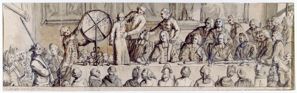 Ziehung der Lotterie im Hotel de Ville, 1772 von Claude Louis Desrais