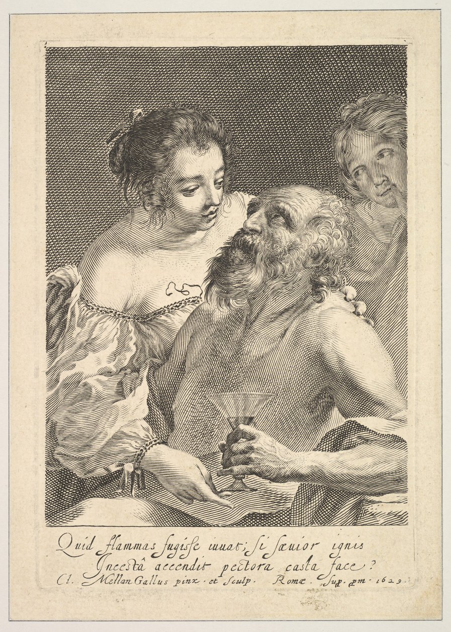 Lot und seine Töchter, 1629 von Claude Mellan