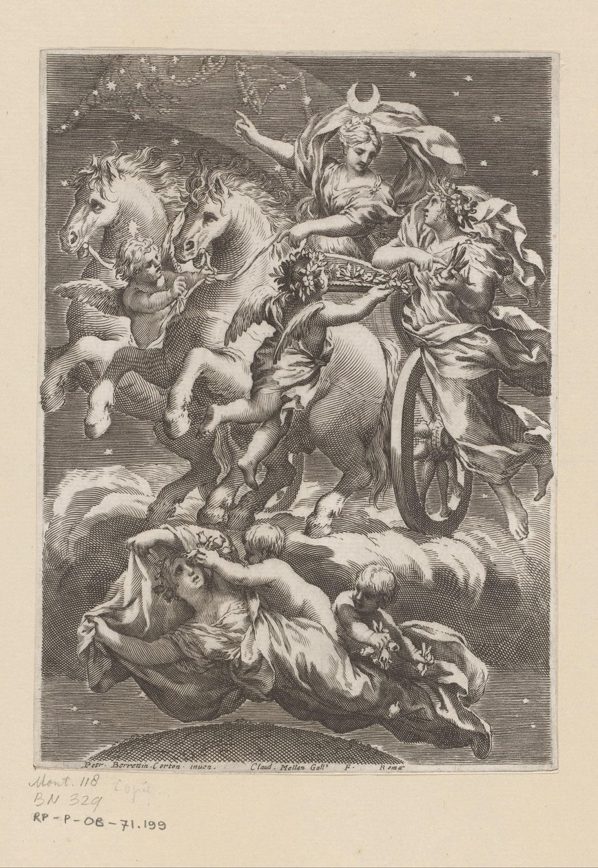 Personifikation des Mondes auf ihrem Streitwagen von Claude Mellan