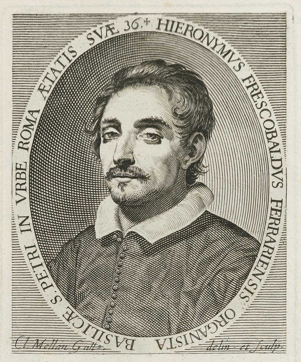 Porträt des Komponisten Girolamo Frescobaldi 1583-1643, 1634 von Claude Mellan