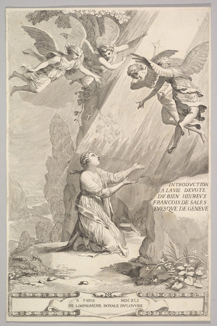 Titelseite für François de Sales, Einführung in das fromme Leben, 1641 von Claude Mellan