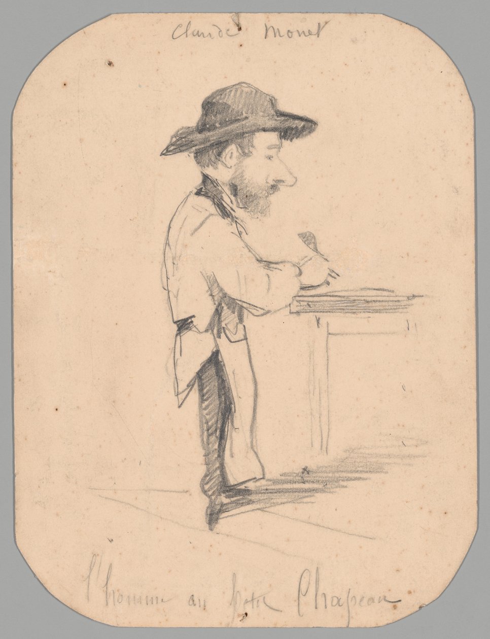 Karikatur eines Mannes mit kleinem Hut von Claude Monet