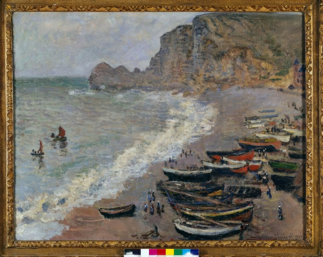 Etretat: der Strand und das Tor von Amont von Claude Monet