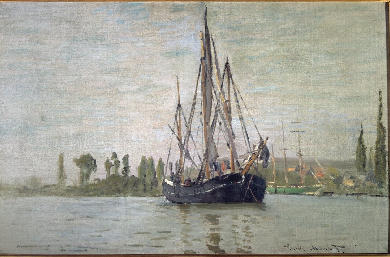 Französischer Chase-Maree vor Anker (bei Rouen) von Claude Monet