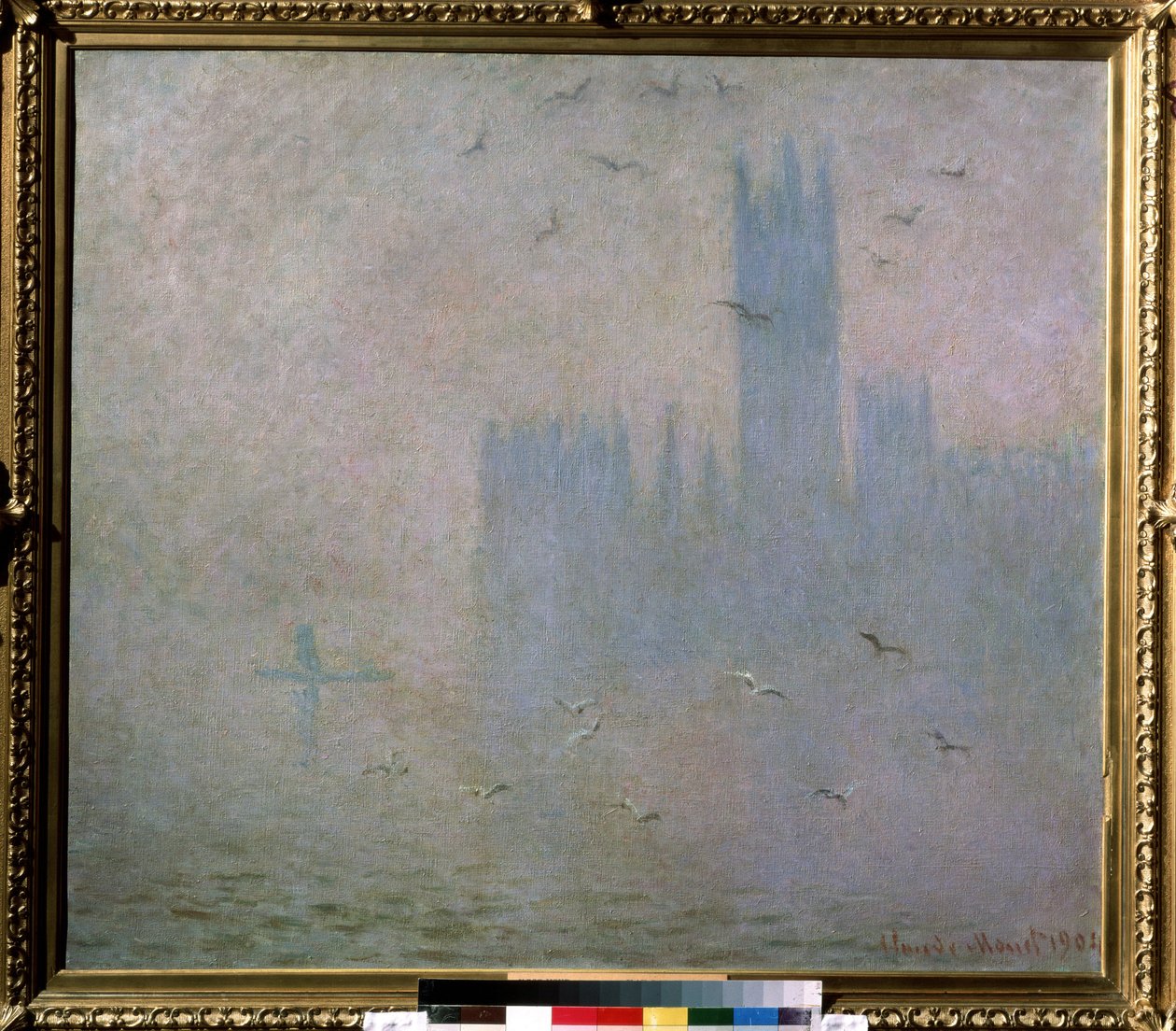Möwen. Die Themse in London. Das Parlament von Claude Monet