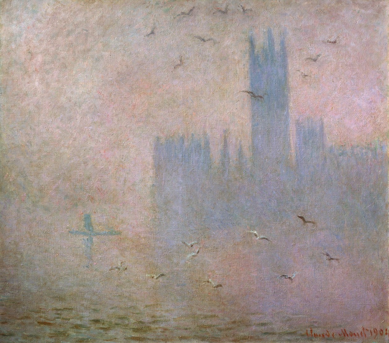 Möwen. Die Themse in London. Das Parlament, 1903-1904 von Claude Monet