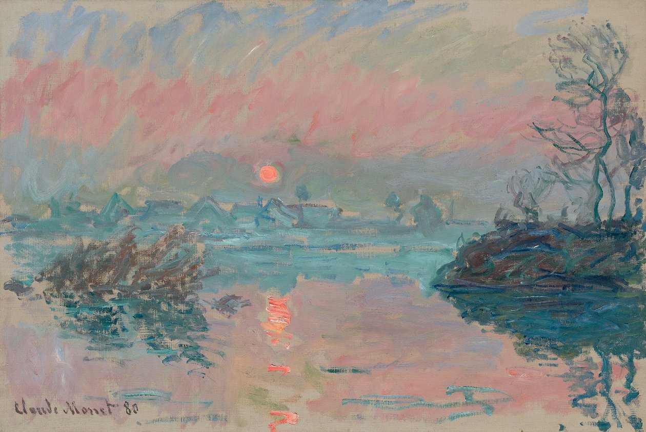 Sonnenuntergang in Lavacourt; Coucher de soleil à Lavacourt, 1880 von Claude Monet