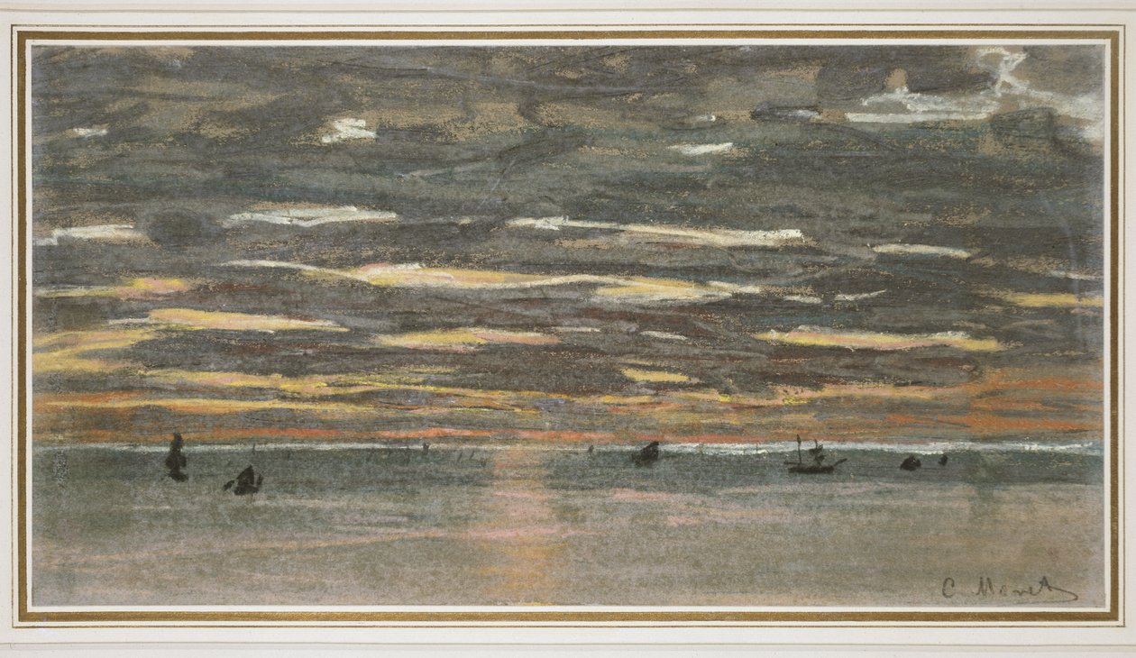 Sonnenuntergang auf See, 1865-1870 von Claude Monet
