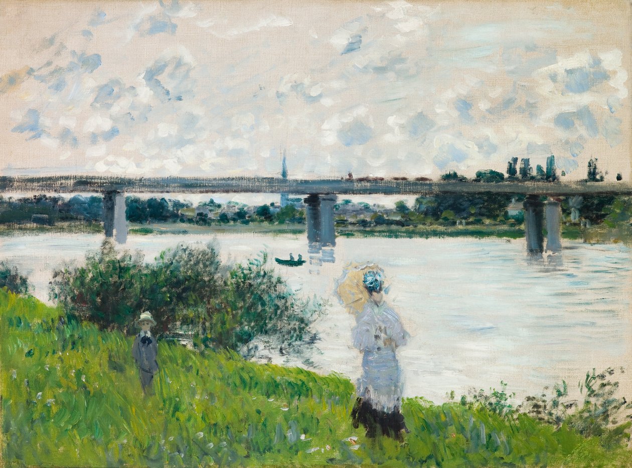 Die Promenade mit der Eisenbahnbrücke, Argenteuil von Claude Monet