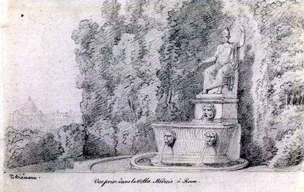 Ansicht eines Brunnens im Garten der Villa Medici, Rom (um 1815-20) von Claude Thienon