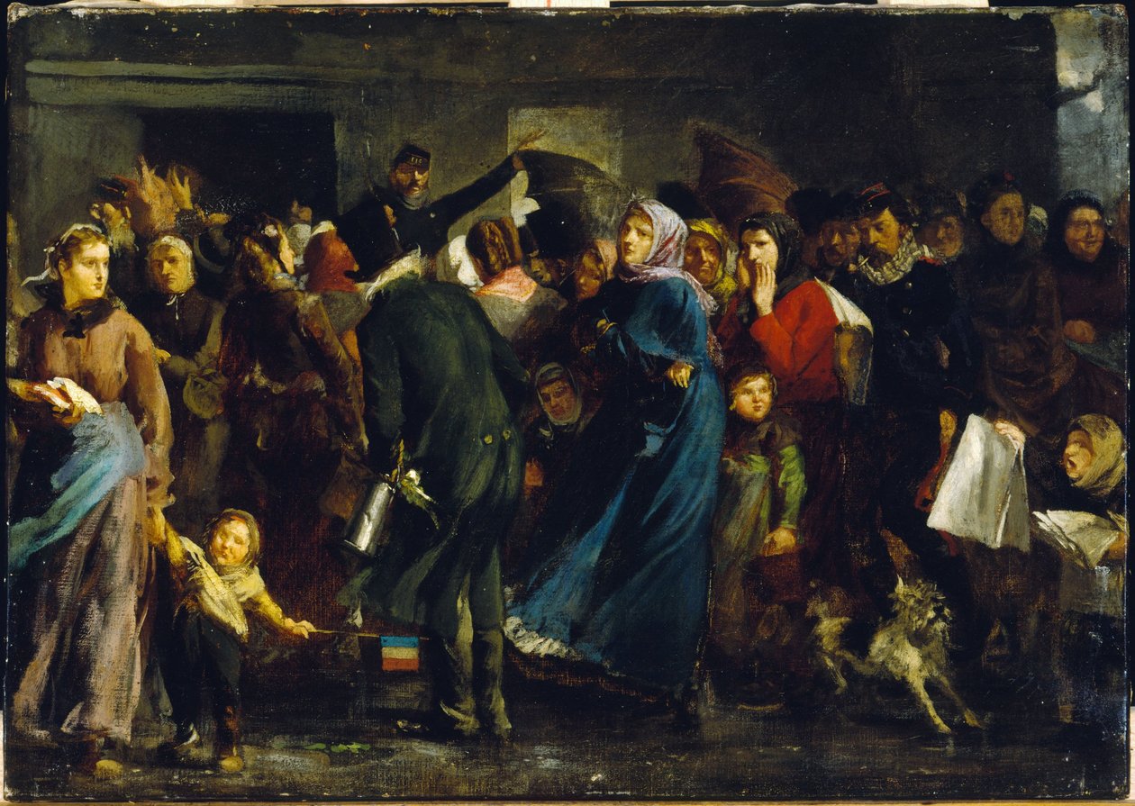 Die Schlange vor dem Metzgerladen im Jahr 1871, ca. 1871 von Clément Auguste Andrieux