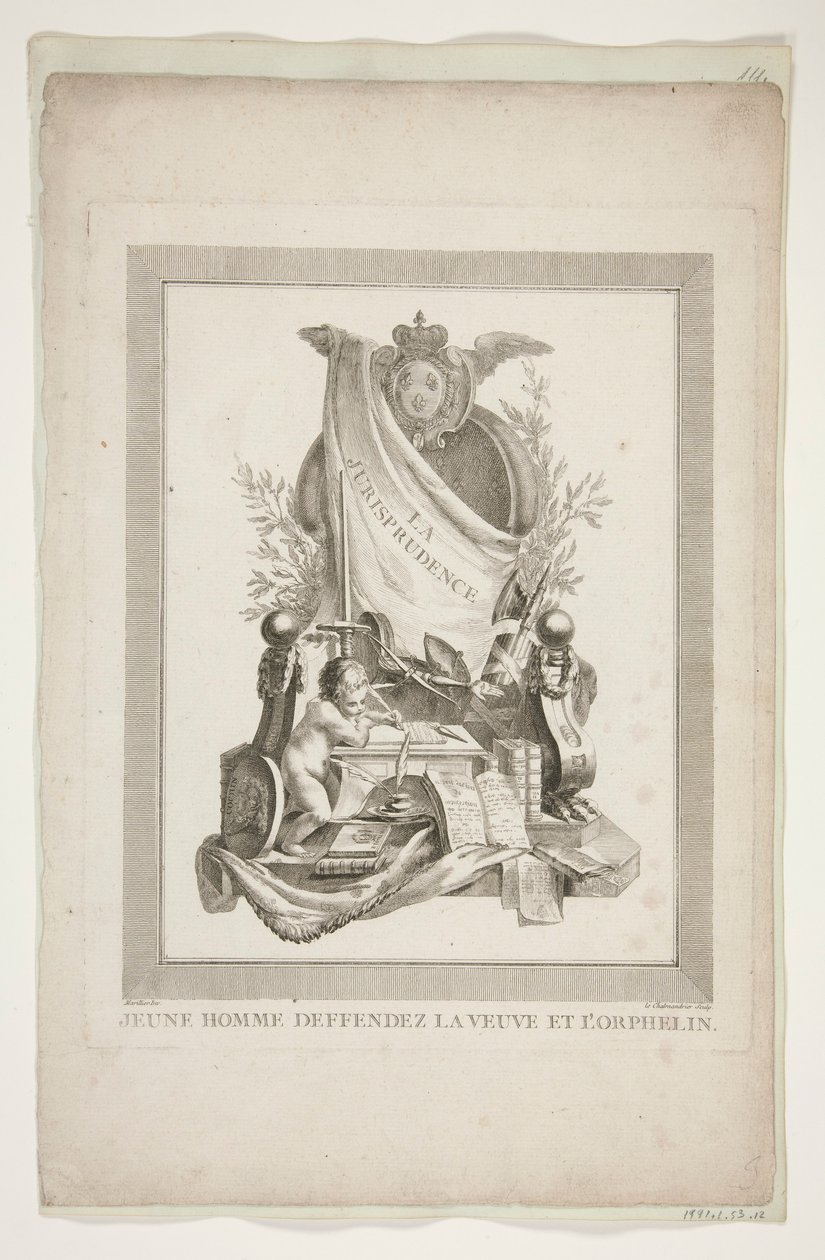 Elf Blätter aus Nouveaux Trophées et Cartouches représentant les arts et les sciences von Clément Pierre Marillier