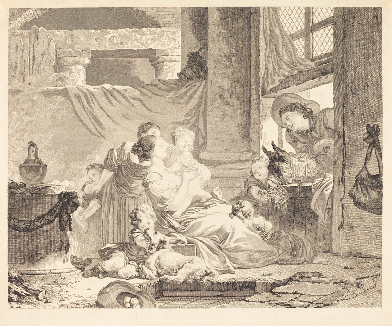 Die Familie des Bauern von Clément Pierre Marillier after Jean Honoré Fragonard