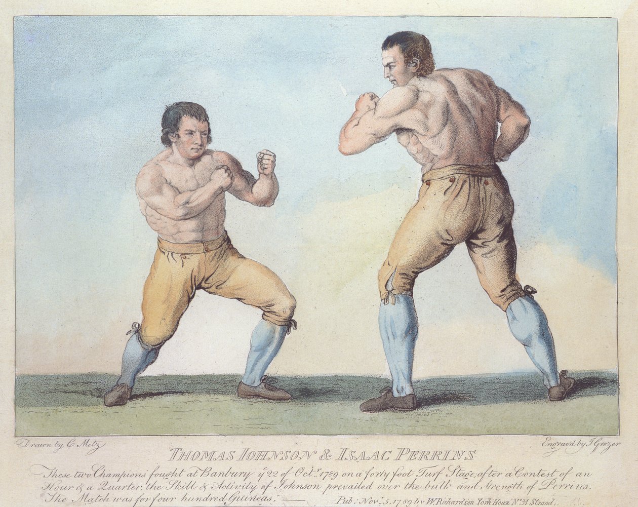 Boxkampf zwischen Thomas Johnson und Isaac Perrins, graviert von T ...
