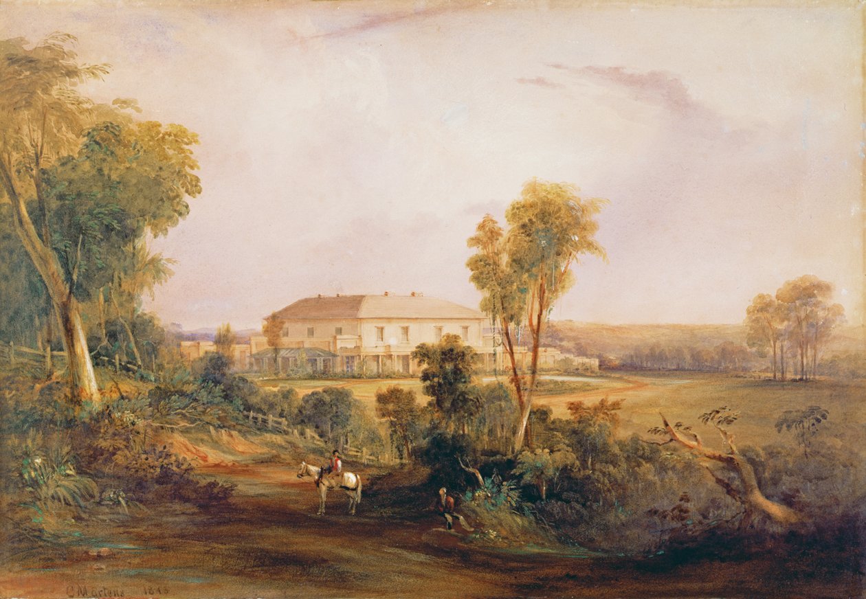 Camden Park House, Heim von John MacArthur (1767-1834), 1843 von Conrad Martens