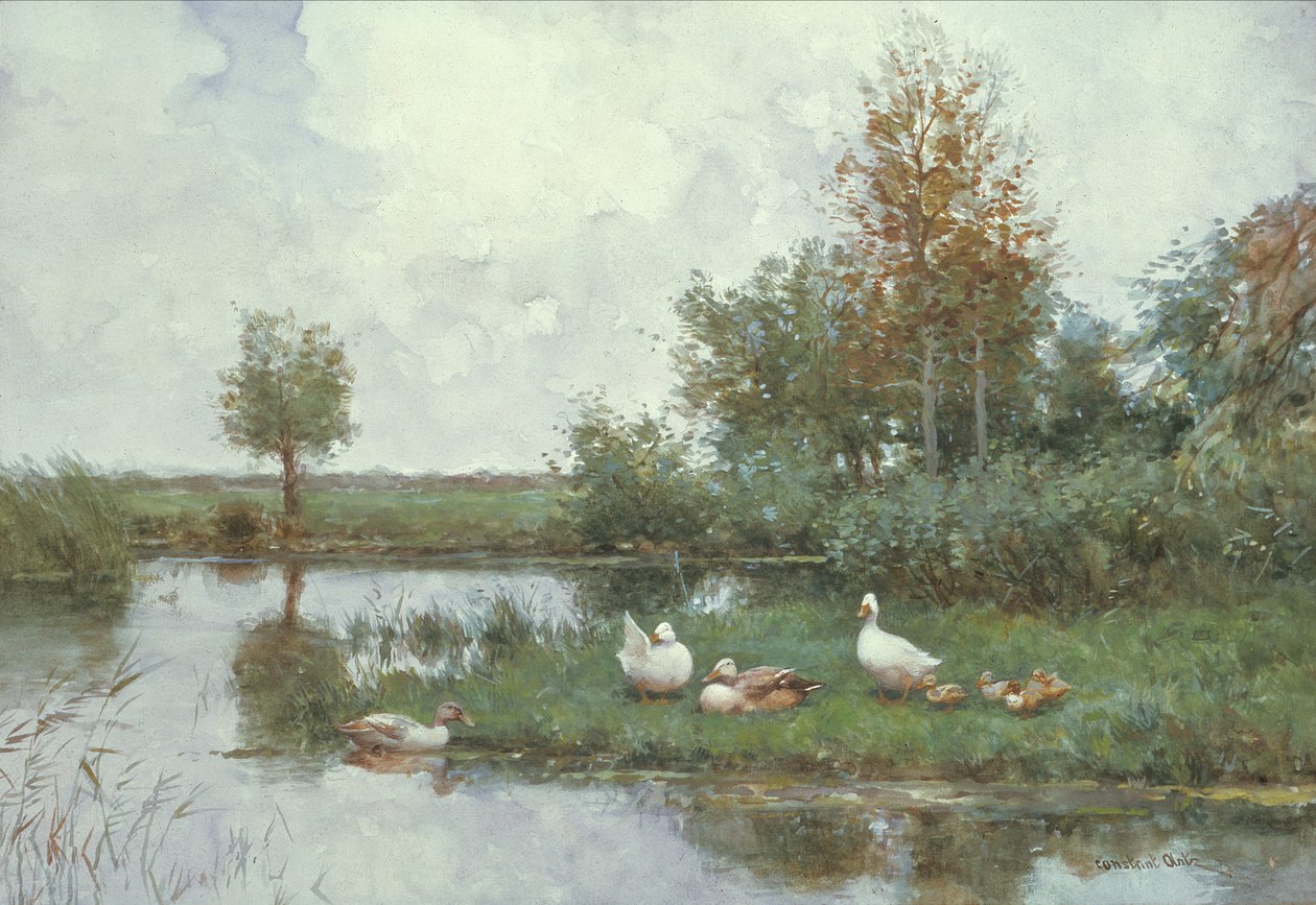 Enten in einer Flusslandschaft von Constant Artz