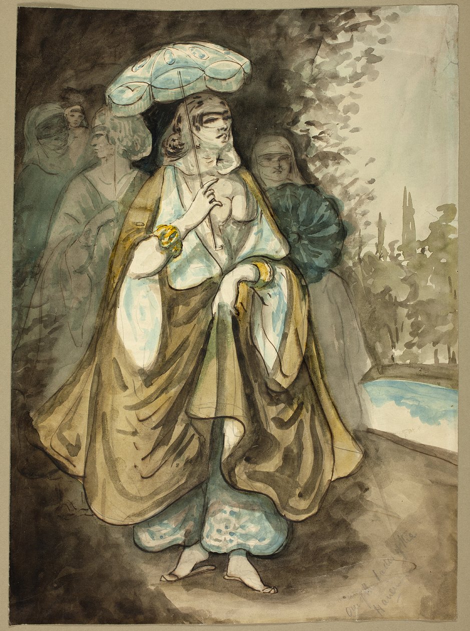 Eine der Damen des Harems (recto); Fragment einer Landschaft (verso) von Constantin Guys