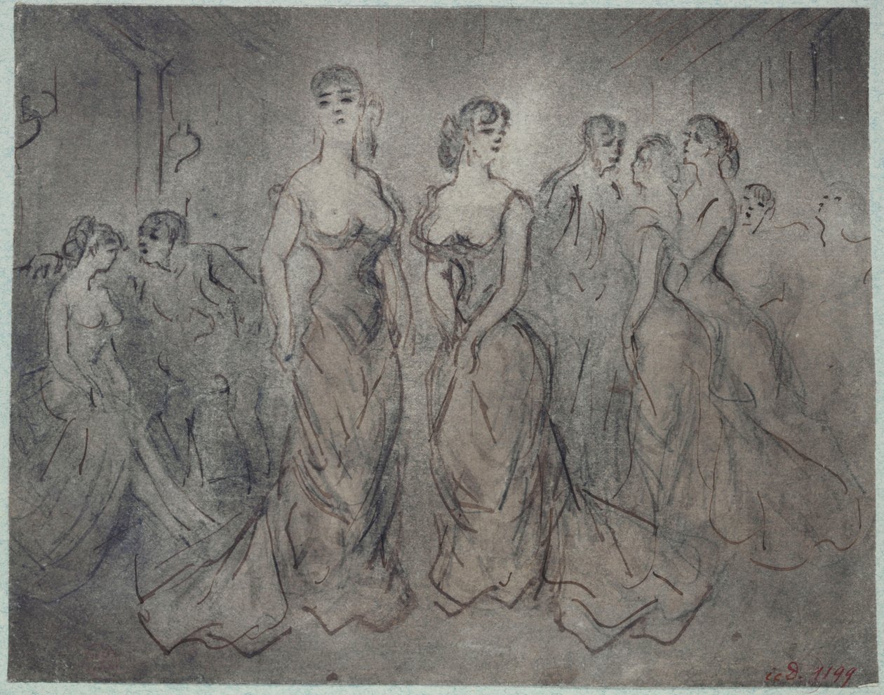 Innenszene eines öffentlichen Hauses, Frauen und Männer, um 1875 von Constantin Guys