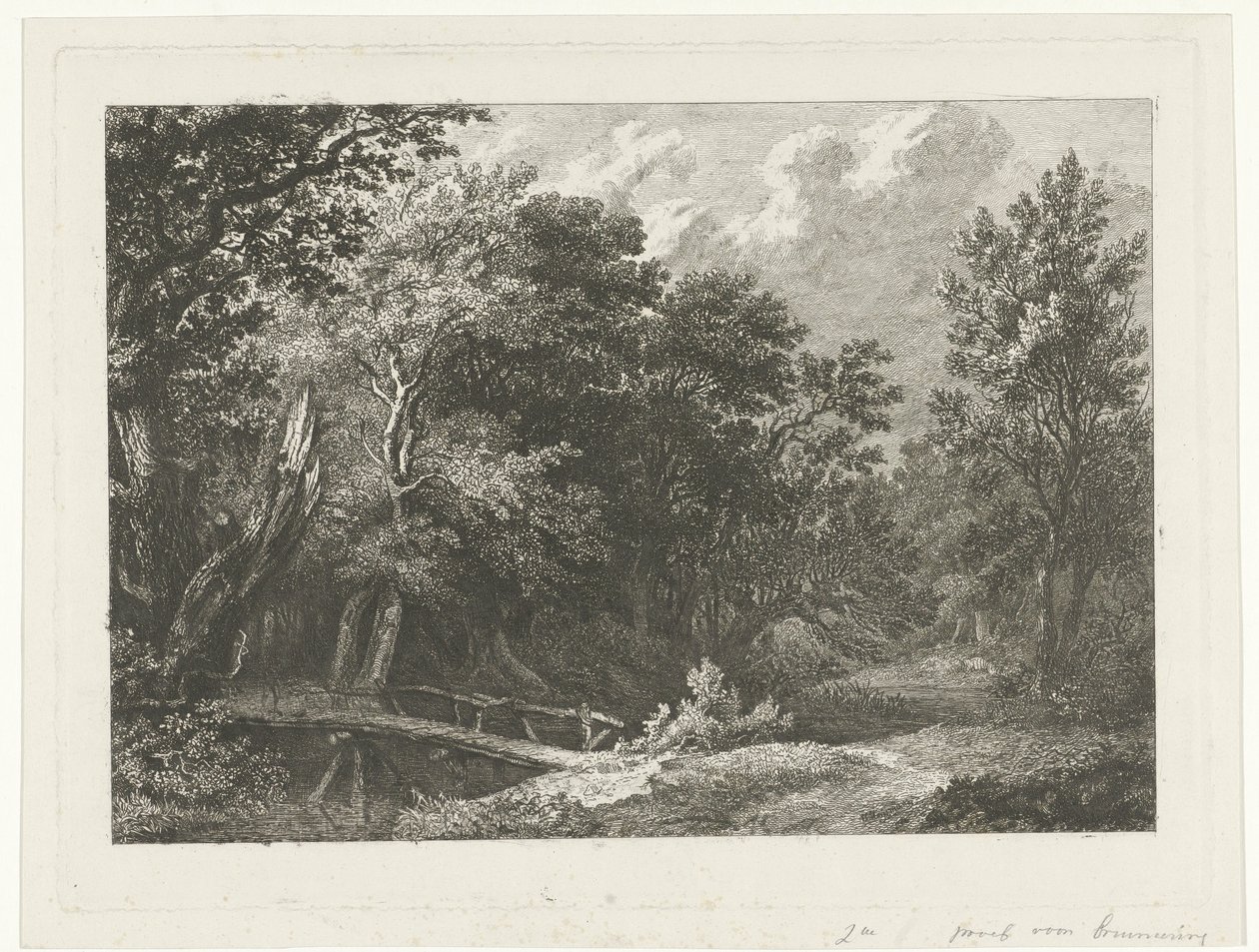 Waldansicht mit Holzbrücke von Constantinus Cornelis Huysmans