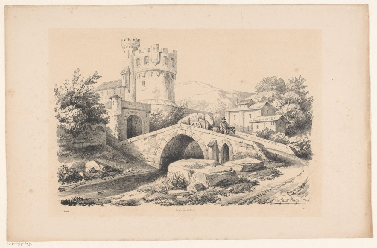 Landschaft mit Festung und Brücke (Het Landschap) von Constantinus Cornelis Huysmans