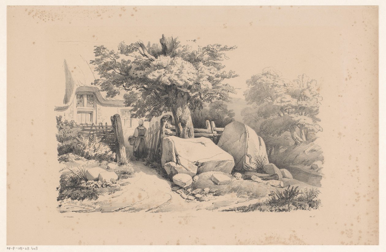 Landschaft mit Zugangstor zum Wohnhaus Das Landschaft (Serientitel) von Constantinus Cornelis Huysmans