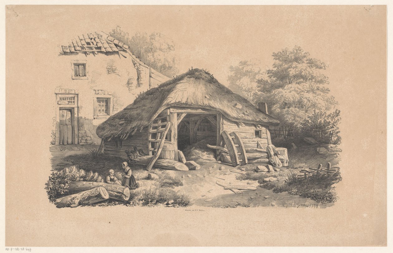 Stall bei Bauernhof Das Landschaft (Serientitel) von Constantinus Cornelis Huysmans