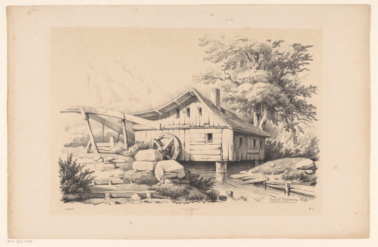 Wassermühle in Berglandschaft von Constantinus Cornelis Huysmans