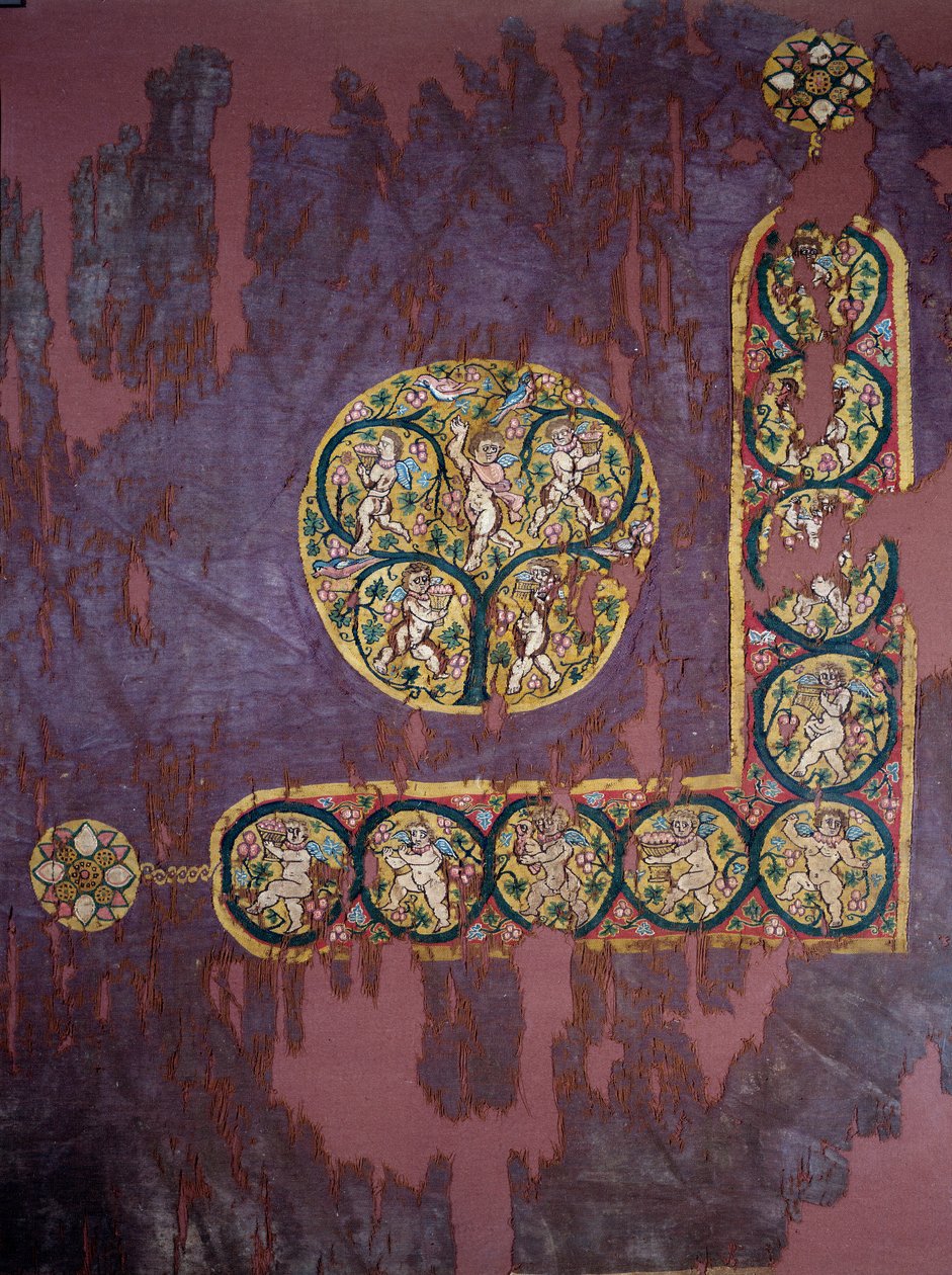 Koptische Kunst: Wandbehang mit Ernteliebe (4. Jahrhundert n. Chr.), Paris, Musée du Louvre von Coptic Coptic
