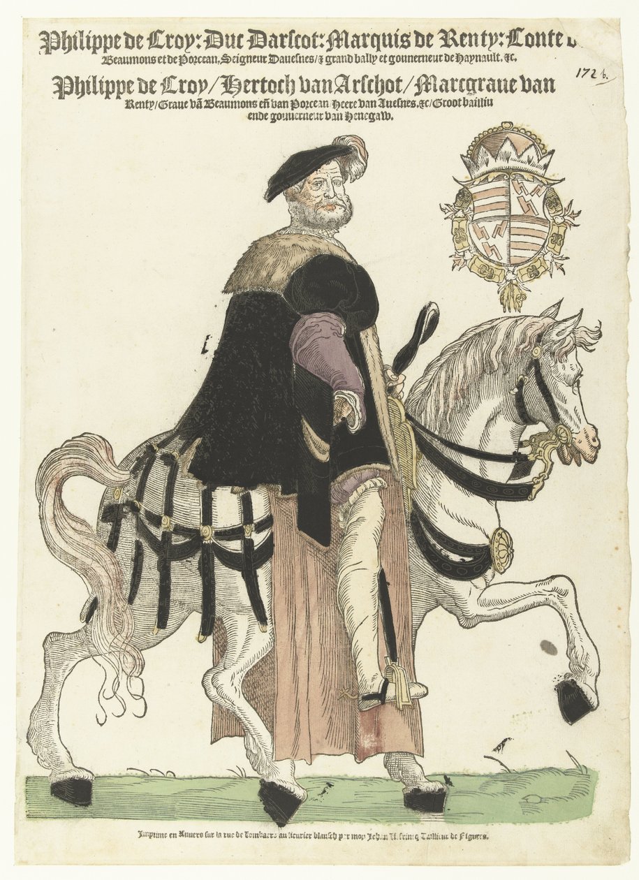 Porträt von Filips de Croy zu Pferd von Cornelis Anthonisz. (manner of)