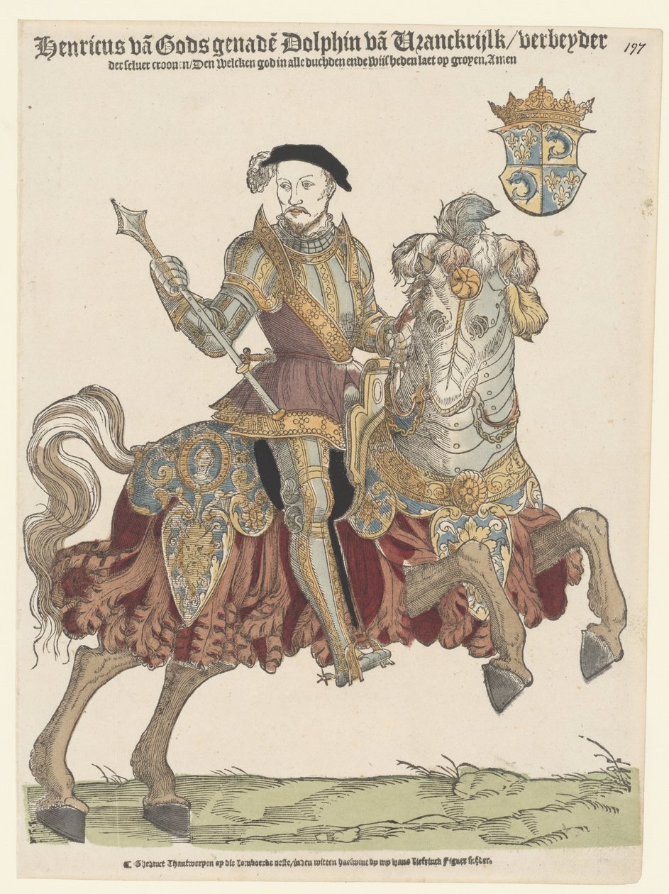 Porträt von Heinrich II. von Frankreich zu Pferd von Cornelis Anthonisz. (manner of)