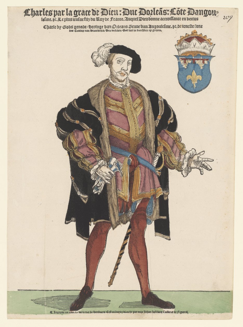 Porträt von Karl von Orléans von Cornelis Anthonisz. (manner of)