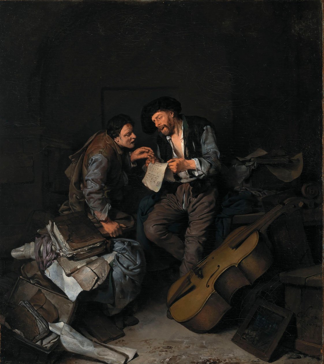 Zwei Männer singen von Cornelis Bega