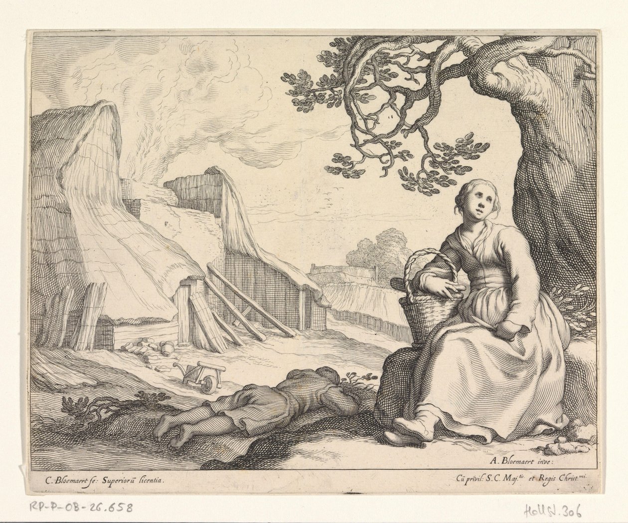 Frau bei einem Kalkofen von Cornelis Bloemaert (II)