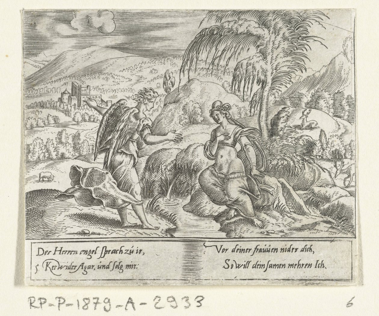 Ein Engel führt Hagar zurück von Cornelis Bos